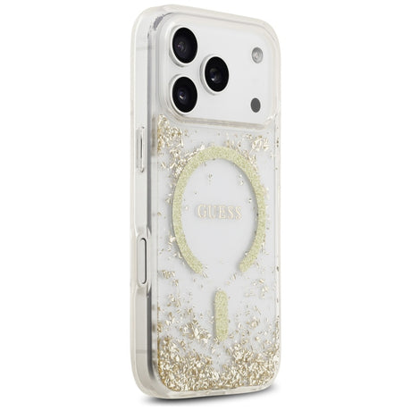 Husa de protectie Guess Resin Bottom Glitter compatibil cu iPhone 17 Pro, Auriu