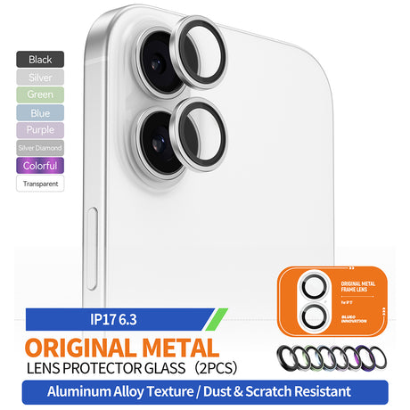 Folie de protectie Blueo Original Metal Frame Lens Glass compatibil cu iPhone 17, Transparent