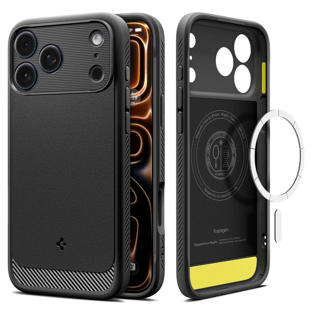 Husa de protectie Spigen Rugged Armor MagSafe (ACS10263) compatibil cu iPhone 17 Pro Max, Negru Mat