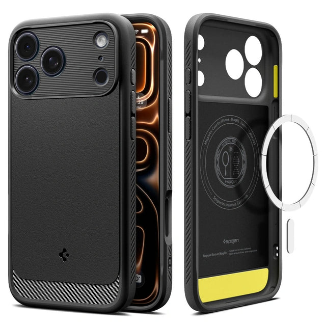 Husa de protectie Spigen Rugged Armor MagSafe (ACS10263) compatibil cu iPhone 17 Pro Max, Negru Mat