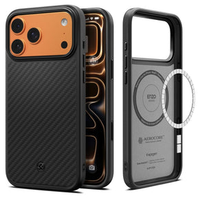 Husa de protectie Spigen Enzo Aramid "T" MagSafe (ACS09906) compatibil cu iPhone 17 Pro Max, Negru