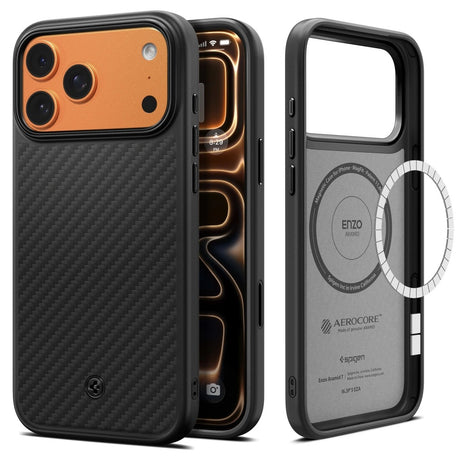 Husa de protectie Spigen Enzo Aramid "T" MagSafe (ACS09906) compatibil cu iPhone 17 Pro Max, Negru