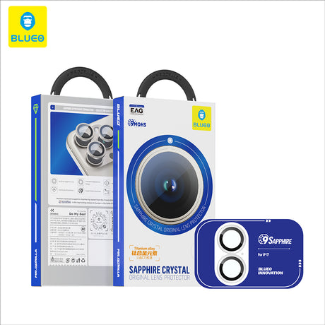 Folie de protectie Blueo Sapphire Crystal Original Lens Glass compatibil cu iPhone 17, Albastru Deschis