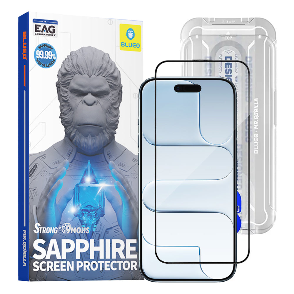 Folie de protectie Blueo Premium Sapphire Non Breaking / Scratching 9H Glass compatibil cu iPhone 17 Air, Negru