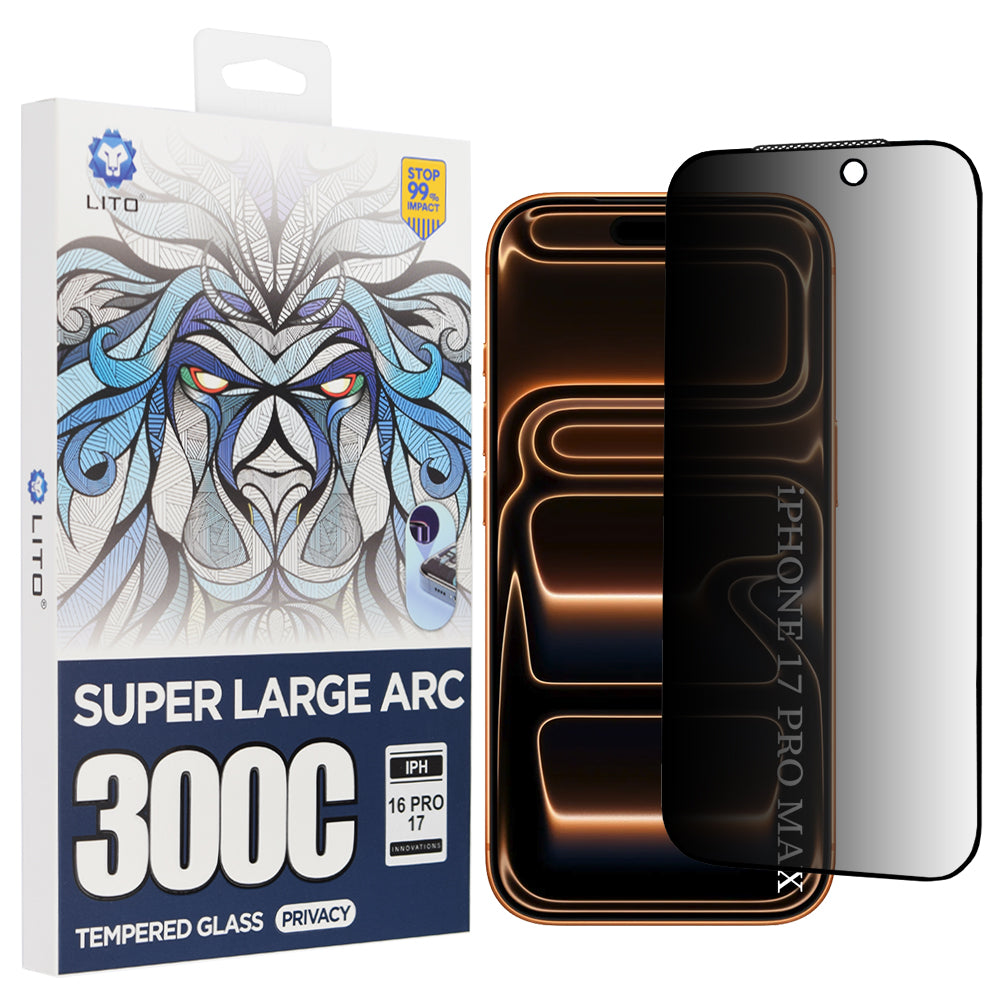 Folie de protectie Lito D+ Max Privacy 300C compatibil cu iPhone 17 Pro Max, Negru