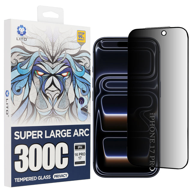 Folie de protectie Lito D+ Max Privacy 300C compatibil cu iPhone 17 Pro, Negru