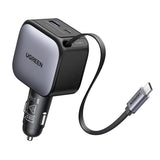Incarcator Ugreen Car EC602 (55212B), with Retractable USB-C cable, USB, Type-C, 60W, Gri