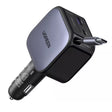 Incarcator Ugreen Car EC603 (55909B), with Retractable USB-C Cable, Dual-Port, 90W, Quick Charge, 70cm, Negru