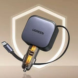 Incarcator Ugreen Car EC603 (55909B), with Retractable USB-C Cable, Dual-Port, 90W, Quick Charge, 70cm, Negru