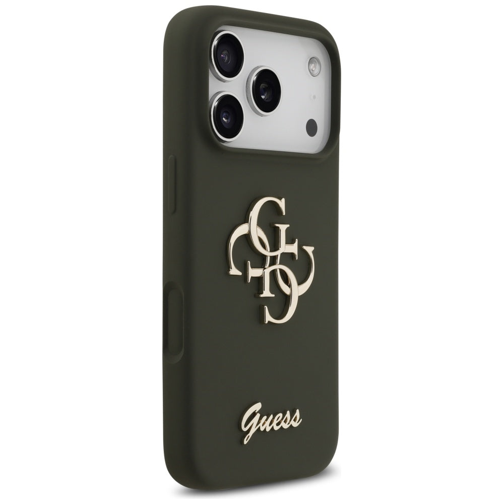 Husa de protectie Guess Silicone Big 4G Script (GUHCP17LSC4GSMA) compatibil cu iPhone 17 Pro, Kaki