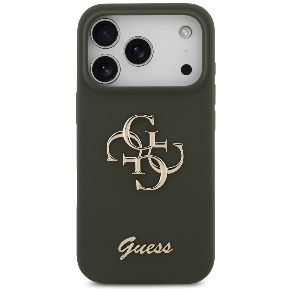 Husa de protectie Guess Silicone Big 4G Script (GUHCP17LSC4GSMA) compatibil cu iPhone 17 Pro, Kaki