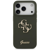 Husa de protectie Guess Silicone Big 4G Script (GUHCP17LSC4GSMA) compatibil cu iPhone 17 Pro, Kaki
