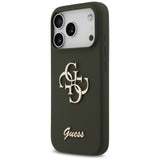Husa de protectie Guess Silicone Big 4G Script (GUHCP17LSC4GSMA) compatibil cu iPhone 17 Pro, Kaki
