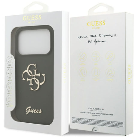 Husa de protectie Guess Silicone Big 4G Script (GUHCP17LSC4GSMA) compatibil cu iPhone 17 Pro, Kaki