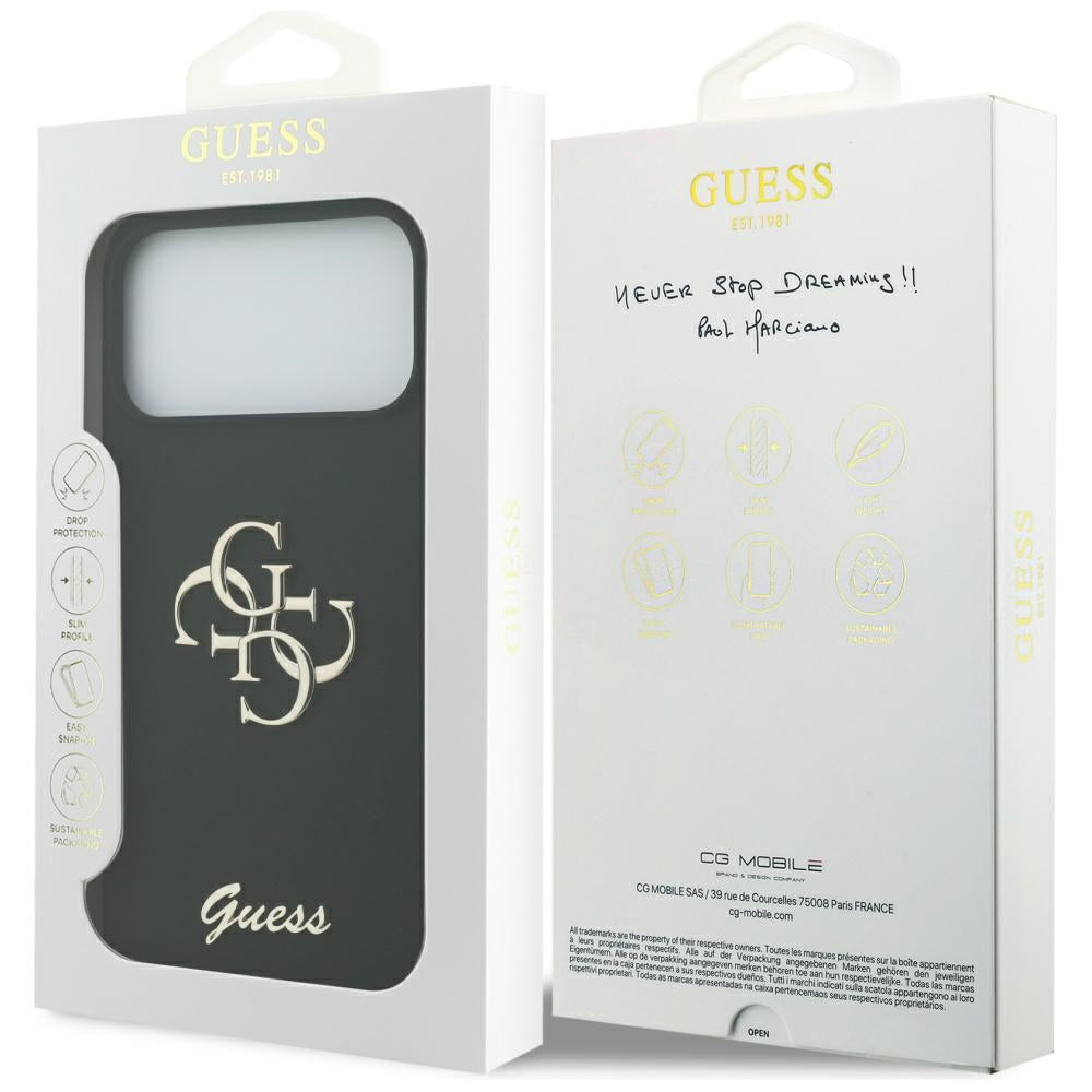 Husa de protectie Guess Silicone Big 4G Script (GUHCP17XSC4GSMK) compatibil cu iPhone 17 Pro Max, Negru