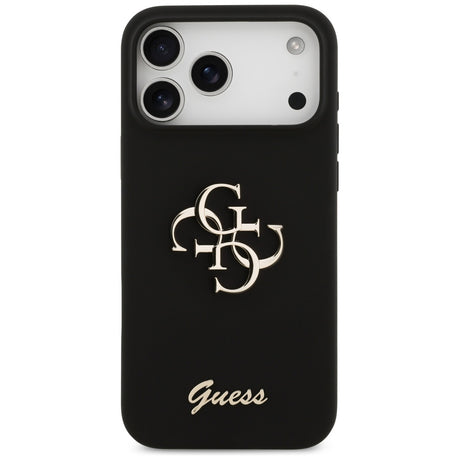 Guess Silicone Big 4G Script fekete tok iPhone 17 Pro Max készülékhez