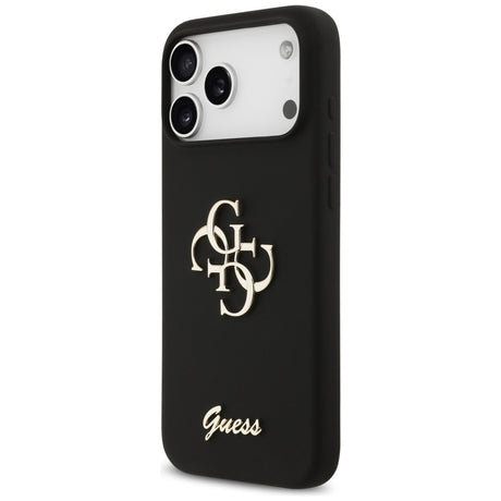 Guess Silicone Big 4G Script fekete tok iPhone 17 Pro Max készülékhez