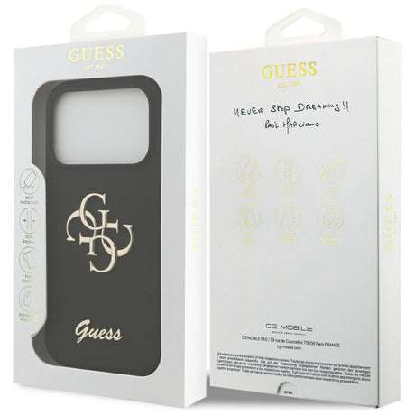 Husa de protectie Guess Silicone Big 4G Script (GUHCP17LSC4GSMK) compatibil cu iPhone 17 Pro, Negru