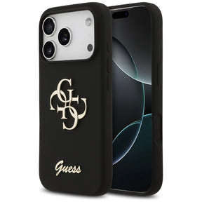 Husa de protectie Guess Silicone Big 4G Script (GUHCP17LSC4GSMK) compatibil cu iPhone 17 Pro, Negru