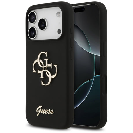 Husa de protectie Guess Silicone Big 4G Script (GUHCP17LSC4GSMK) compatibil cu iPhone 17 Pro, Negru