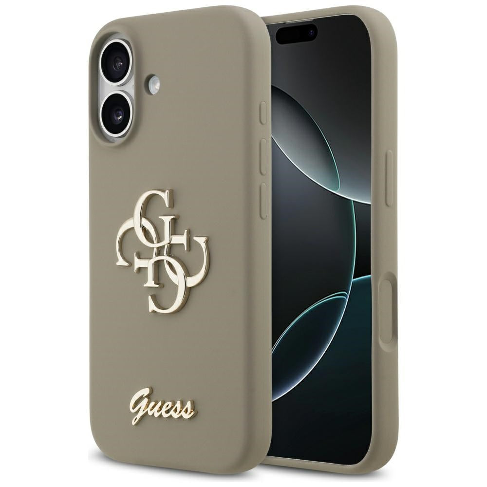 Husa de protectie Guess Silicone Big 4G Script (GUHCP17SSC4GSMW) compatibil cu iPhone 17, Maro