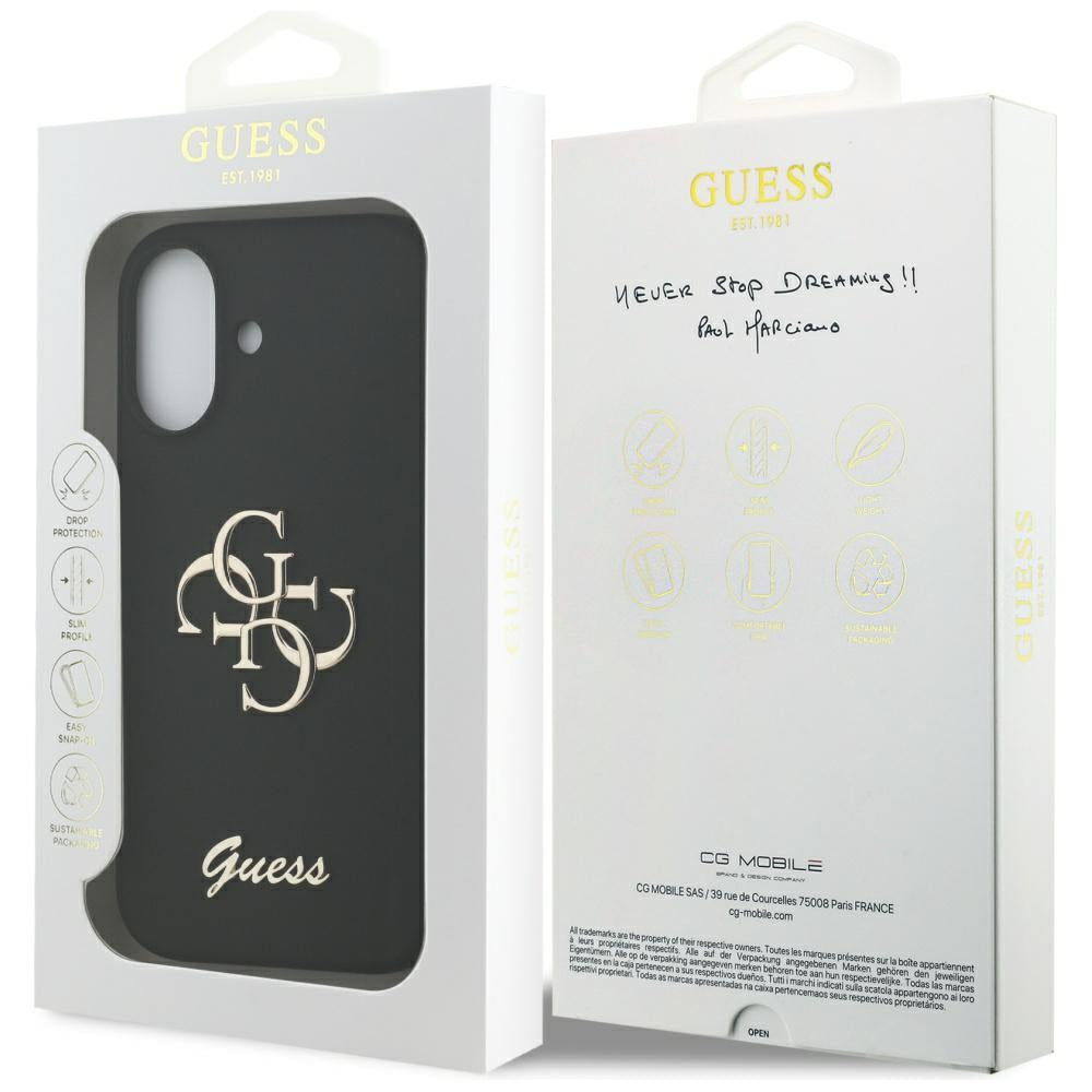 Husa de protectie Guess Silicone Big 4G Script (GUHCP17SSC4GSMK) compatibil cu iPhone 17, Negru