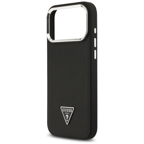 Husa de protectie Guess Grained Triangle Logo MagSafe compatibil cu iPhone 17 Pro Max, Negru