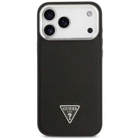 Husa de protectie Guess Grained Triangle Logo MagSafe compatibil cu iPhone 17 Pro Max, Negru