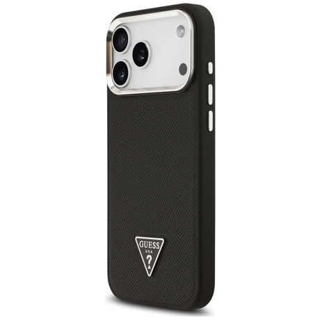 Husa de protectie Guess Grained Triangle Logo MagSafe compatibil cu iPhone 17 Pro Max, Negru