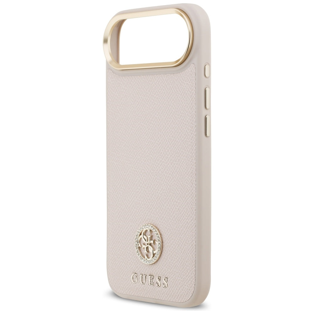 Husa de protectie Guess Grained Strass Logo MagSafe (GUHMP17MPGCRMDEP) compatibil cu iPhone 17 Air, Roz