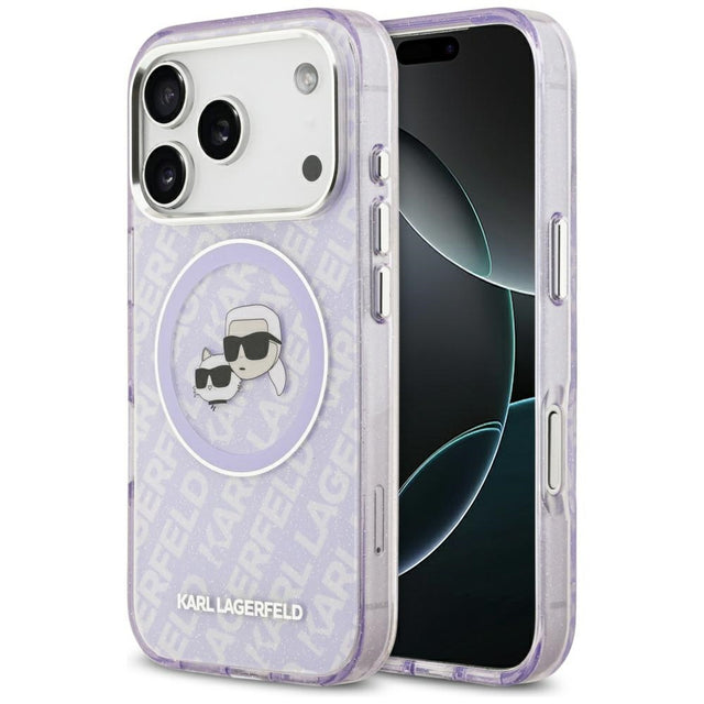 Husa de protectie Karl Lagerfeld IML Glitter K&C Heads Logo MagSafe (KLHMP17LHMKBKCHOU) compatibil cu iPhone 17 Pro, Mov