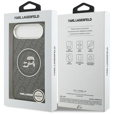Husa de protectie Karl Lagerfeld IML Glitter K&C Heads Logo MagSafe (KLHMP17MHMKBKCHOK) compatibil cu iPhone 17 Air, Negru