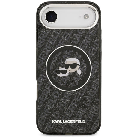 Husa de protectie Karl Lagerfeld IML Glitter K&C Heads Logo MagSafe (KLHMP17MHMKBKCHOK) compatibil cu iPhone 17 Air, Negru