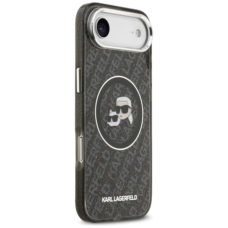 Husa de protectie Karl Lagerfeld IML Glitter K&C Heads Logo MagSafe (KLHMP17MHMKBKCHOK) compatibil cu iPhone 17 Air, Negru