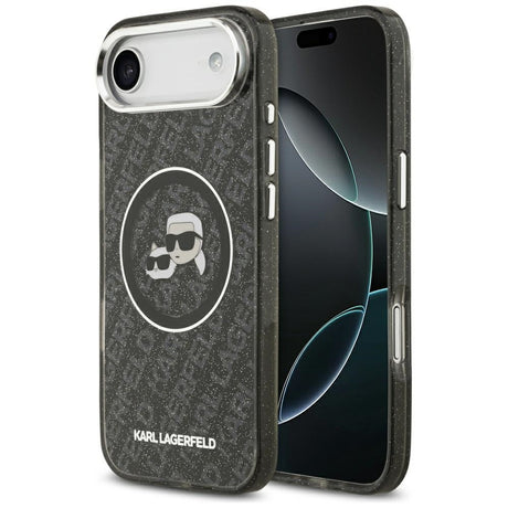 Husa de protectie Karl Lagerfeld IML Glitter K&C Heads Logo MagSafe (KLHMP17MHMKBKCHOK) compatibil cu iPhone 17 Air, Negru