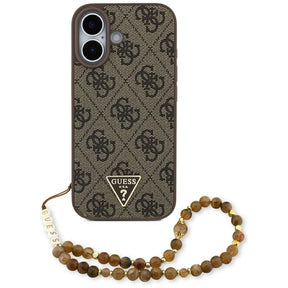 Husa de protectie Guess Hardcase 4G Strap Triangle Logo MagSafe (GUHMP17SP4TSDPPSW) compatibil cu iPhone 17, Maro