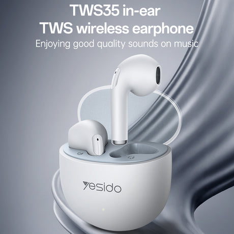 Casti Bluetooth, Wireless, Half-in-ear, 250mAh, Stereo - Yesido (TWS35) - White
