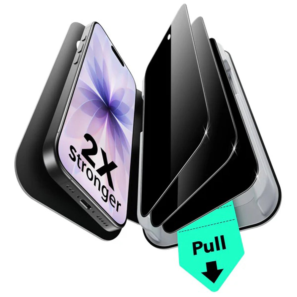 Folie de protectie ESR Privacy Tempered Glass UltraFit (set de 3) compatibil cu iPhone 17 / iPhone 16 Pro, Negru