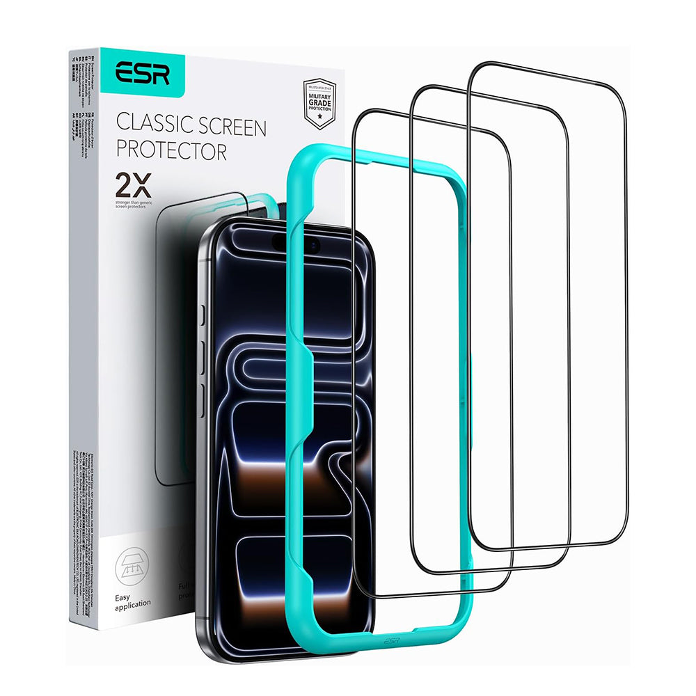 Folie de protectie ESR Tempered Glass (set de 3) compatibil cu iPhone 17 Air, Negru