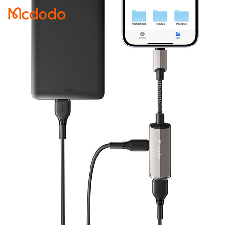 Adaptor Mcdodo OTG Adapter (CA-2690), Lightning to USB, Lightning, Aluminum Alloy, Nylon, 2.4A, Gri Inchis