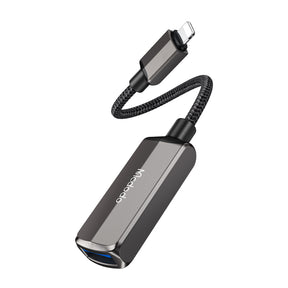 Adaptor Mcdodo OTG Adapter (CA-2690), Lightning to USB, Lightning, Aluminum Alloy, Nylon, 2.4A, Gri Inchis