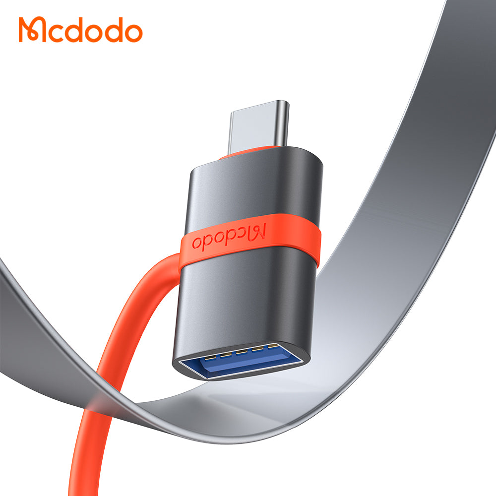 Adaptor Mcdodo Adapter (OT-3810), with Silicone Hook, Aluminium Alloy, USB to Type-C, 5Gbps, Portable Design, Plug&Play, Gri