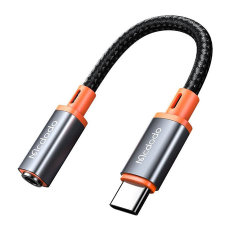 Adaptor Mcdodo Audio Adapter (CA-7561), Type-C Male to Jack 3.5mm Female, Nylon Braided, 0.11m, Negru