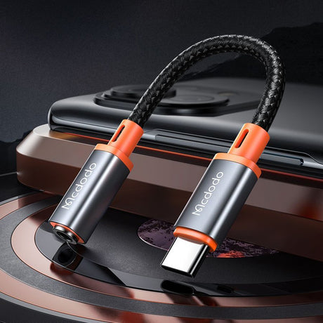 Adaptor Mcdodo Audio Adapter (CA-7561), Type-C Male to Jack 3.5mm Female, Nylon Braided, 0.11m, Negru