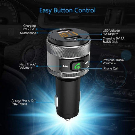 Gadget Techsuit FM Modulator VoltTune (MFM1), Dual-USB, QC3.0, MP3 Player Function, Bluetooth, Negru