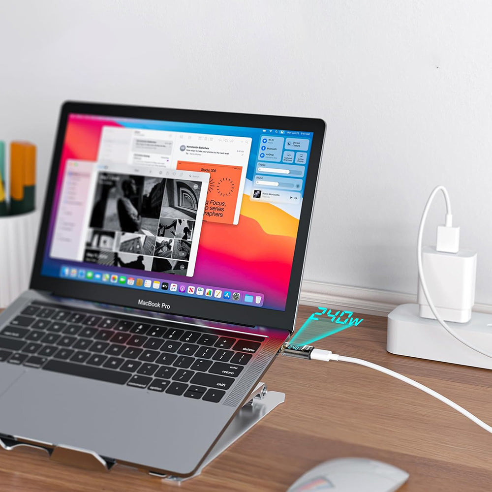 Adaptor Techsuit Adapter DataBoost (A23), USB-C, LED Digital Display, 40Gbps, 8K@60Hz, PD240W, Gri
