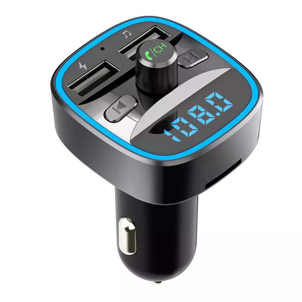 Gadget Techsuit FM Modulator JamLink (MFM2), Dual USB, SD Card, Blue Ambient Ring Light, Ultra-Compact Design, Bluetooth, Negru