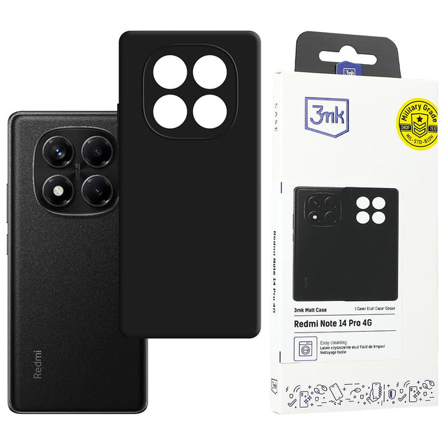 Husa de protectie 3mk Matt compatibil cu Xiaomi Redmi Note 14 Pro 4G, Negru
