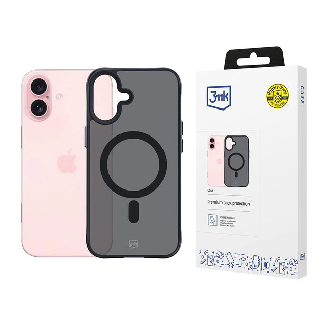 Husa de protectie 3mk Smoke MagCase compatibil cu iPhone 16, Negru