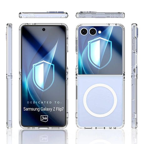 Husa de protectie 3mk Armor MagCase compatibil cu Samsung Galaxy Z Flip7, Transparent